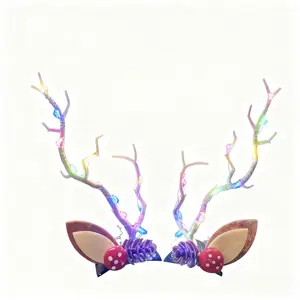 Christmas reindeer hair clip light, three adjustable light modes, suitable for costumes, stage performances, holiday gifts, birthday gifts, Halloween, and Christmas gifts (light color is random).