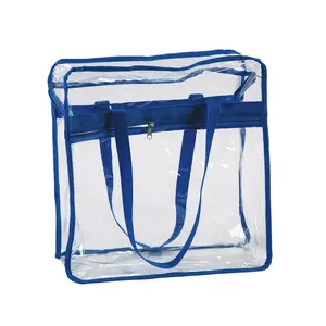 15" x 16" Large Blue & Clear Team Spirit Stadium Plastic Tote Bag