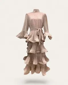 Long Sleeve Tiered Polka Dot Dress