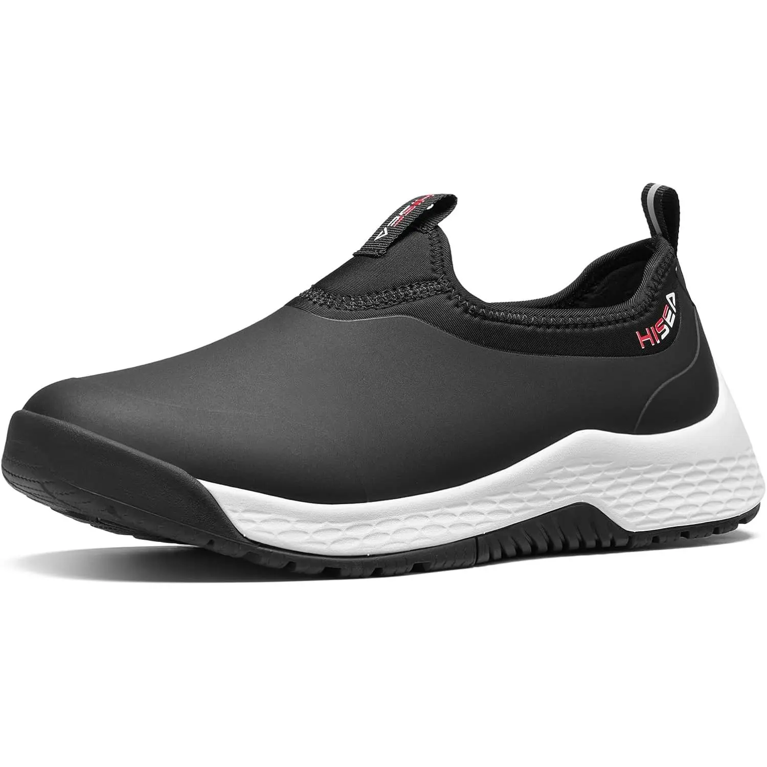 HISEA Men's Ankle Rain Boots - Slip-On Waterproof Rubber Shoes with Arch Support, Foam, Flat EVA Sole, Round Toe for Garden, Outdoor Use