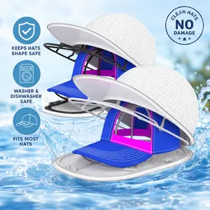 Hat Washer Cage (1 Cage + 1 Bag) Hats Cleaner for Baseball Caps for Washing Machine or Dishwasher Ball Cap Washers Frame for Flat & Curved Hats Fit for Adult and Kids Hats Father's Day Gift Ideal Laundry Accessory