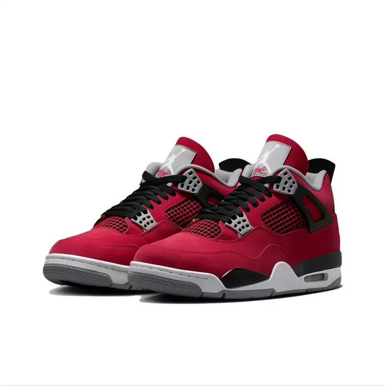AJ4 Retro Red Toro Bravo Unisex Mid Top Sneakers Classic Suede Athletic Shoes Daily Walking Skate Shoes