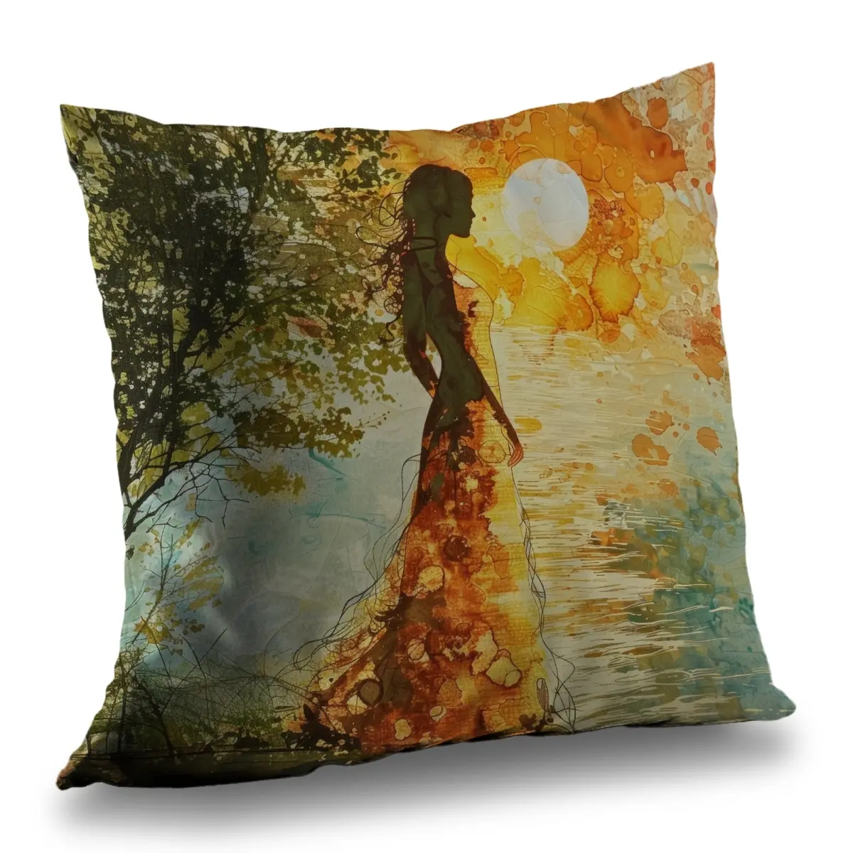MWW C1PC16167L09ZA 16x16 in. Bright-Colored Standard Peaceful Sun Orange Polyester Twill Throw Pillow - Home Decor Accent, Bright-Colored Standard Pillows