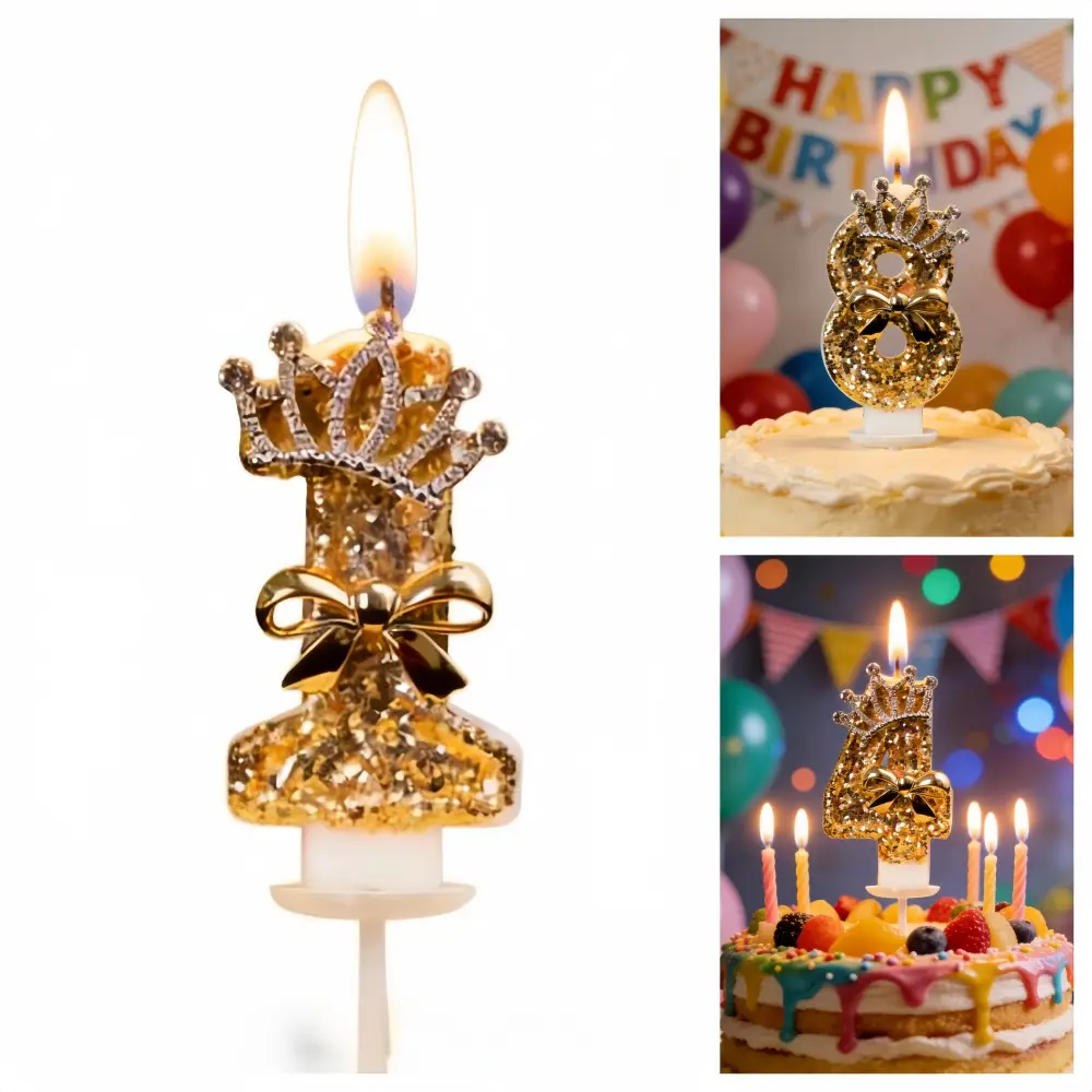 Alloy Crown Decorative Birthday Candles, Creative Number Candles for Party, Birthday Cake Decorations, Cake Decoration, Halloween, Christmas, Graduation, Valentine's Day