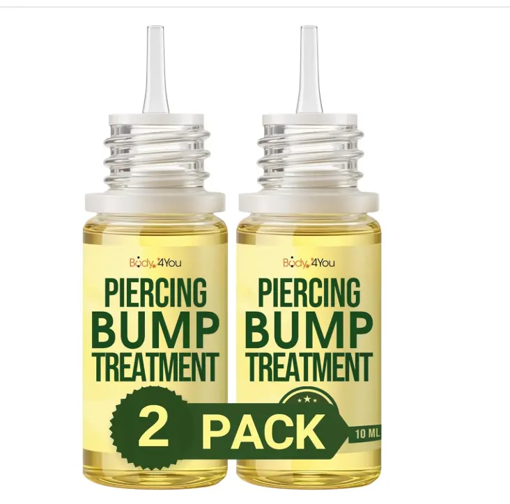 BodyJ4You Piercing Keloid Bump Removal - Natural Oil Piercing Bump Treatment - Nose Septum Belly Ear Cleaner Soothing Skin Recovery Solution - Safe Care New Piercing Reduce Scars - 2 x 0.33 Fl Oz