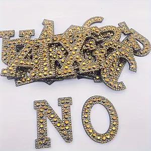 26pcs 3D Golden Rhinestone Alphabet Patches - Iron-On Letter Decorations for DIY Clothing, Shoes & Hats with Sparkling Crystal Embellishments