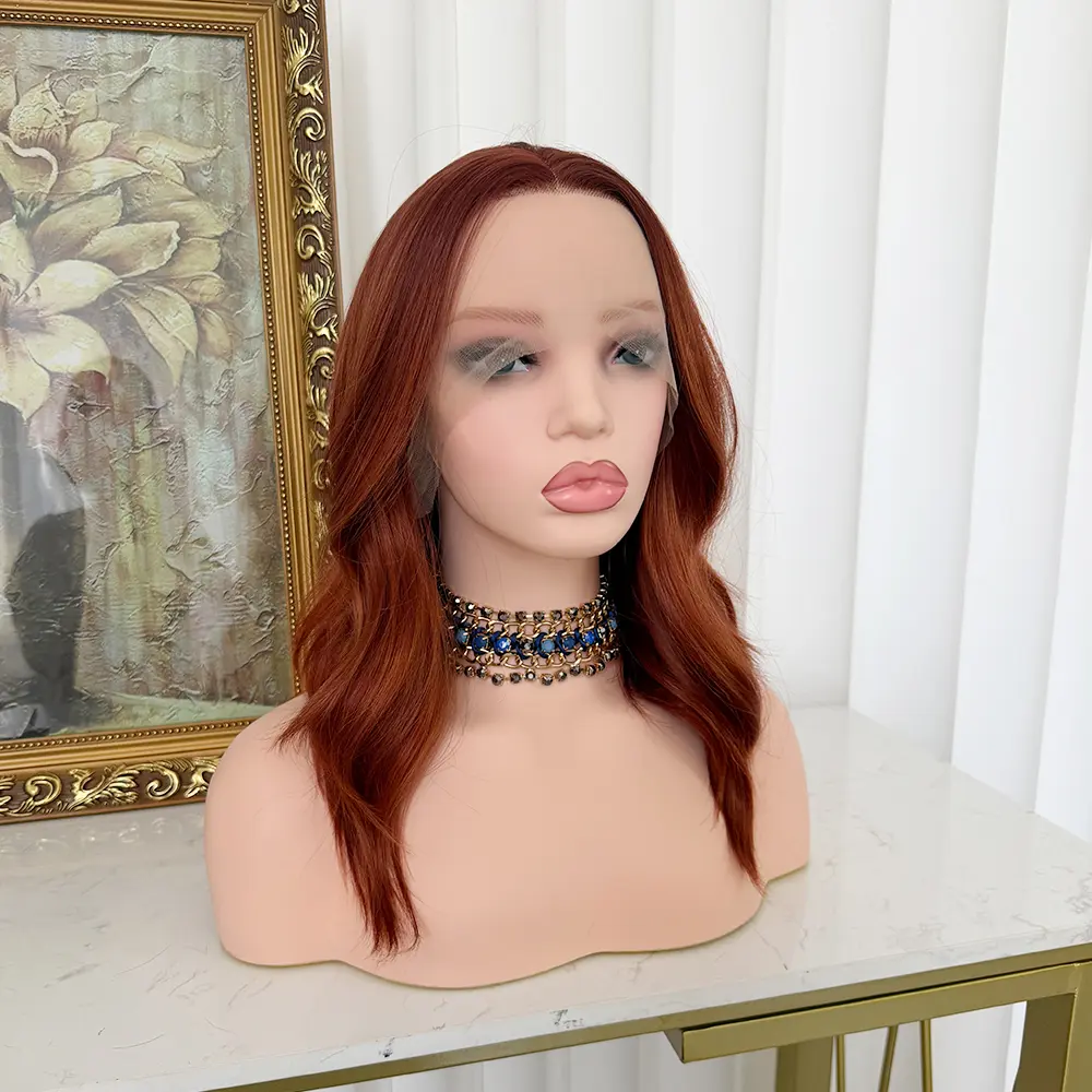Lovestory Mayer Short Hair Synthetic Lace Front Wigs for Women Wavy Style Heat Resistant Glueless Free Part Synthetic Hair Wigs