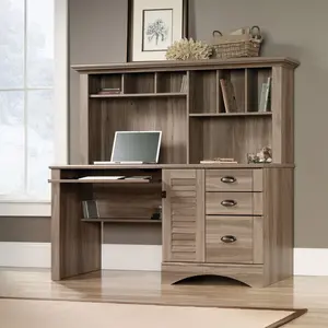 Sauder Harbor View Computer Desk With Hutch Modern Design with Smooth-Glide Keyboard Shelf & Multiple Storage Options