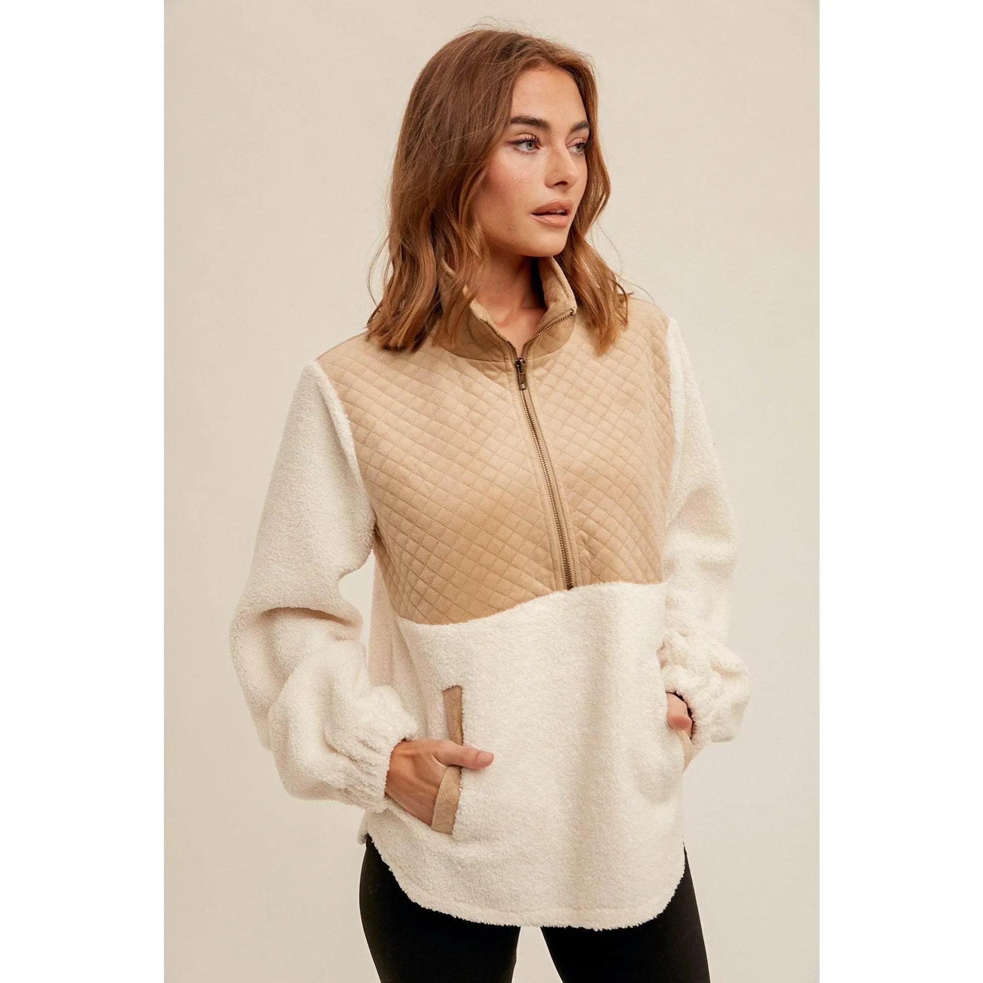 Quilted Sherpa Pullover