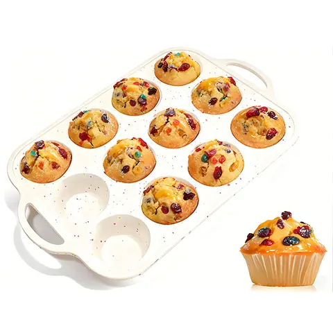 Silicone Muffin Pan with Metal Reinforced Frame, 12-Cup Regular or 24-Cup Mini Cupcake Pan, Nonstick Silicone Baking Mold for Oven, Cupcakes, Muffins, Egg Bites
