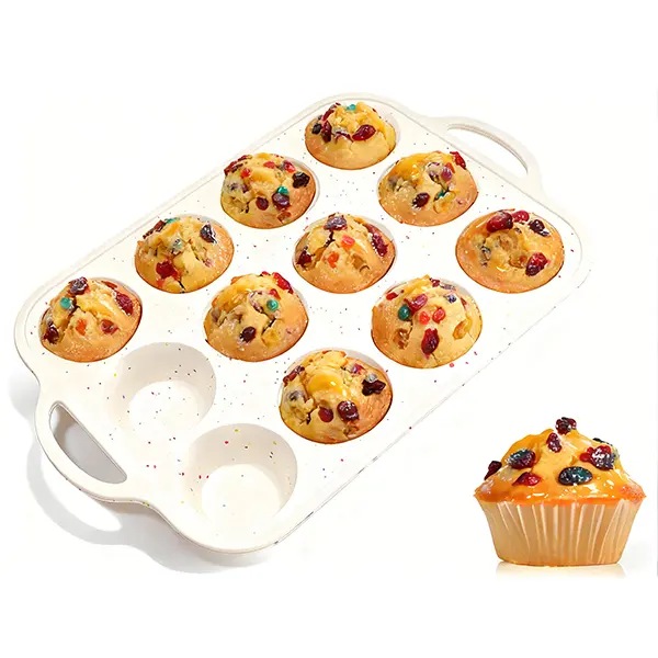 Silicone Muffin Pan with Metal Reinforced Frame, 12-Cup Regular or 24-Cup Mini Cupcake Pan, Nonstick Silicone Baking Mold for Oven, Cupcakes, Muffins, Egg Bites