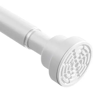 Adjustable No Drilling Spring Loaded White Tension Curtain Rod 30 to 63 Inch 7/8" For Windows Bedroom Closet Doorway Door
