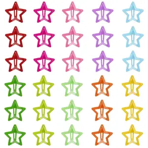 30 Pcs Colorful Star Hair Clips - Kawaii Snap Hairpins, Cute Barrettes & Non-Slip Hair Accessories for Girls, High-Quality Metal, Bright Colors, Ideal Gift