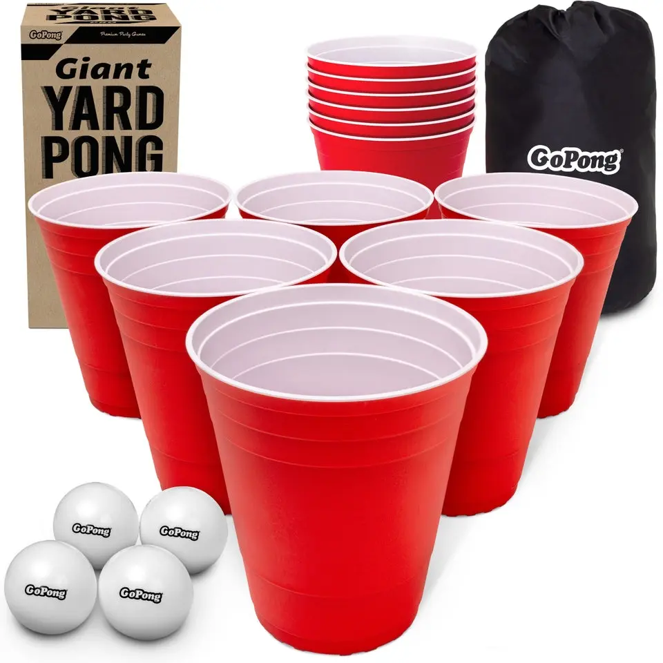 GoPong Giant Yard Pong Outdoor Game - Jumbo Sized Beer Pong PRO Set – Fun Beach and Lawn Party Games for Adults