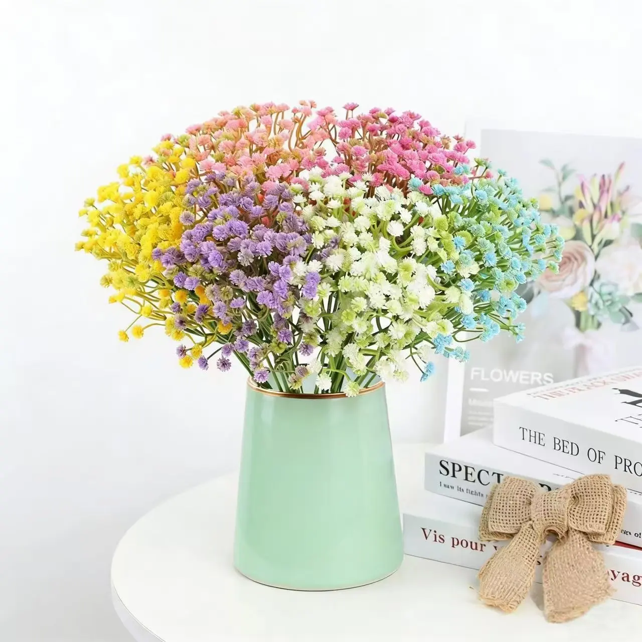 10Pcs Multicolor Artificial Baby's Breath Flowers Ultra Realistic PE Material Fade-Resistant Long-Lasting Safe Reusable for Home Reception Balcony Decor