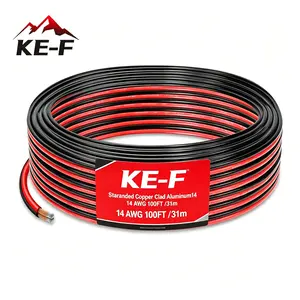 KE-F 200FT 14 AWG 14/2 Gauge Flexible Red Black Electrical Wire Hookup Wire Copper Clad Aluminum LED Strip Extension Wire 12V 24V DC Speaker Cable Cord for LED Lamp