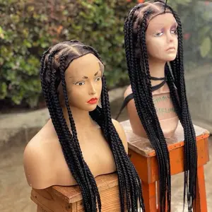 Beautiful Handmade 36-40” Jumbo Box Braids Wigs for Black Women - Durable, Comfortable, and Secure Fit with Knotless Braids