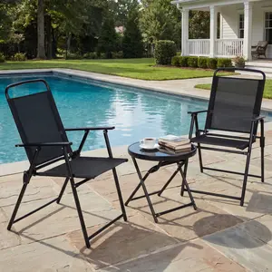 VOWNER 3 Piece Outdoor Patio Furniture Set,Camping & Garden Set with Ergonomic Back Support, Breathable Texilene Fabric, Easy Folding Design tiktokshopspringglowup
