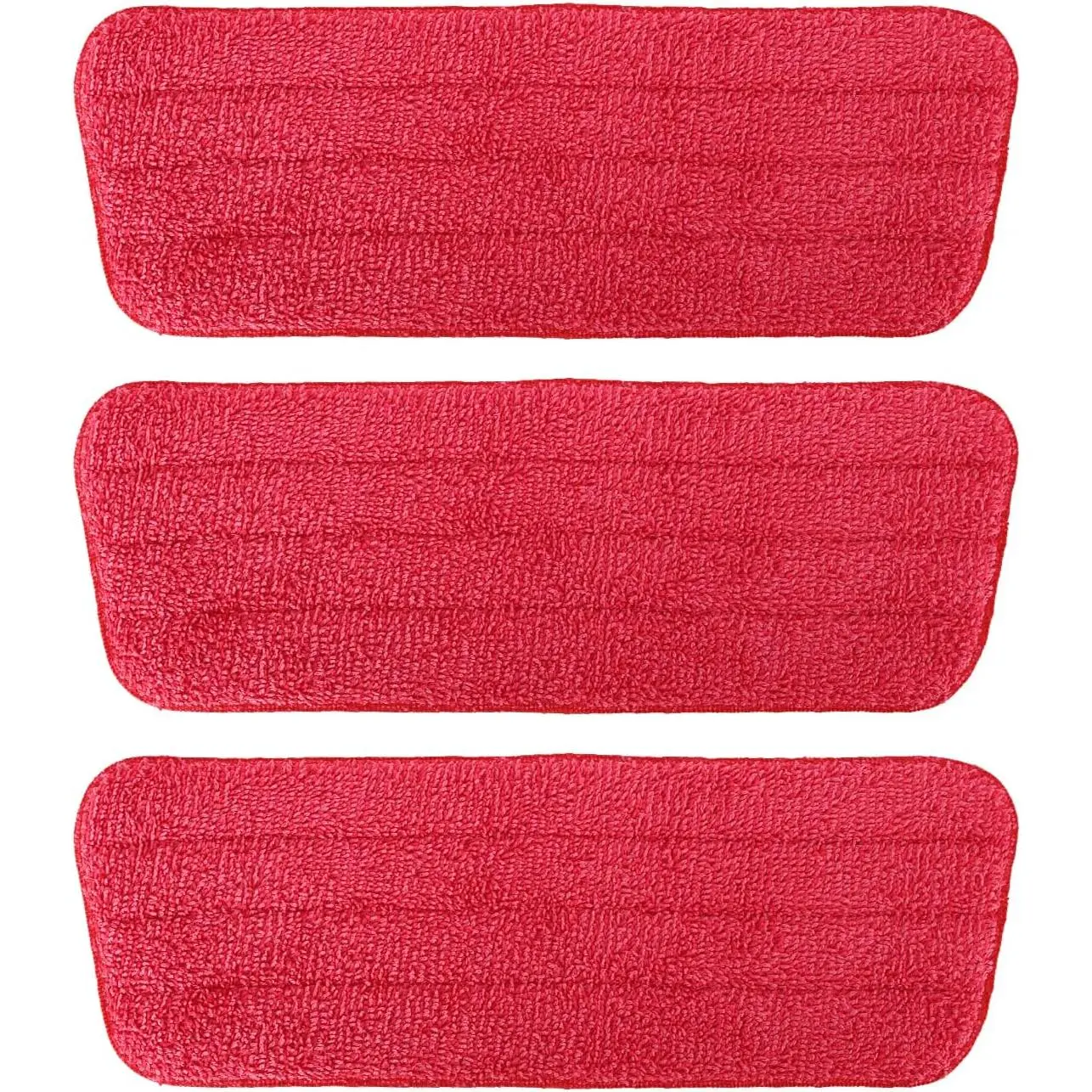 Washable Microfiber Wet-Dry Mop Pads - 3packs Red 16.5"x5.5" Tear-Off Cotton Refills, Universal Fit for Rubbermaid Reveal, Swiffer PowerMop, Libman Spray Mop Car Floor Cleaning Replacement Heads