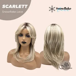 JBEXTENSION 19 Inches Curly Mix Blonde Pre-Cut T Part Snowflake Lace Frontlace Glueless Wig SCARLETT【BENDY EAR TABS】