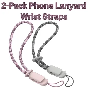 2-Pack Phone Lanyard Wrist Straps – Anti-Theft Braided Phone Charms for Women & Men, Durable Hand Strap for iPhone, Android & Keychain Accessories