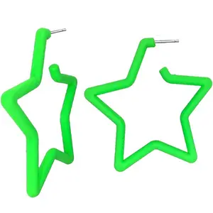 80 90s colorful  hoop earrings Colorful Big Hoop Earrings Retro Neon Earrings Dangle Earrings for Women ( green)