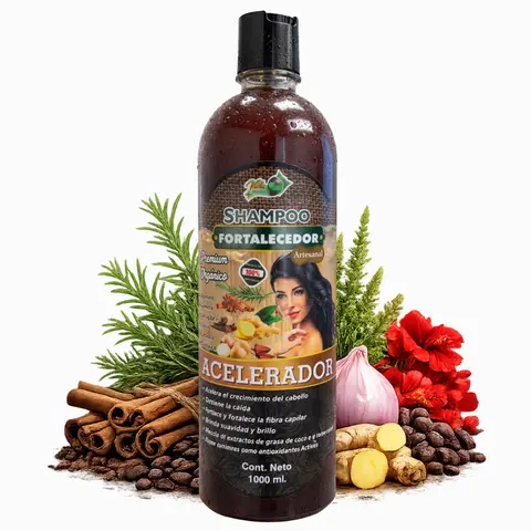 Herbal Hair Accelerator Shampoo (1L/33.9 Fl Oz) - All Natural Plant Based Botanical Coffee Cleanser with Rosemary, Cinnamon, Ginger, Clove, Onion, Hibiscus for Strengthening, Cleansing, Hydrating Scalp & Radiant Glossy Hair