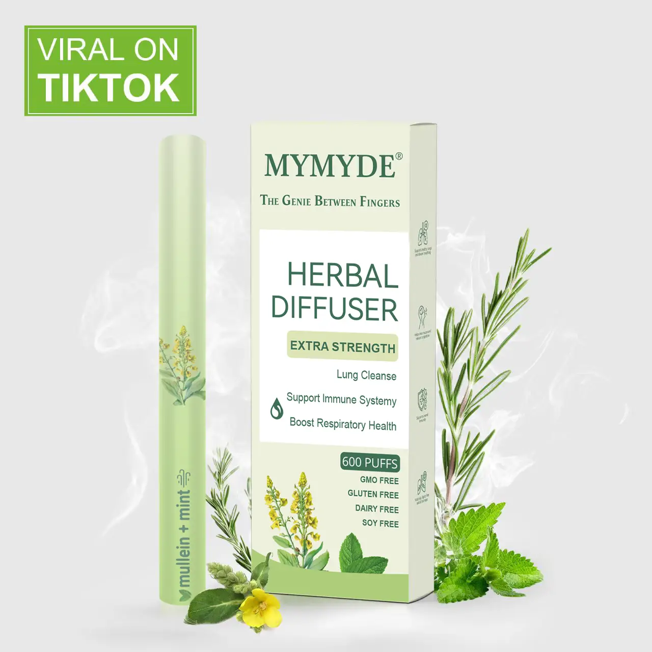 MYMYDE Thyme and mint extracts for lung detoxification and oral air freshening, herbal diffusion pen relaxation stick Solution Plant-Based Diffusion P