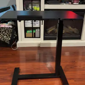 Overbed Bedside Table Adjustable with Wheels, Mobile Standing Stand Up Rolling Laptop PC Desks with Tilting Top Height Tray Side Computer Workstation