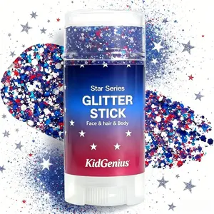 KIDGENIUS Red White Blue Glitter Stick - Kids & Adults Patriotic Glitter for 4th of July Parties, Parades & Festivals