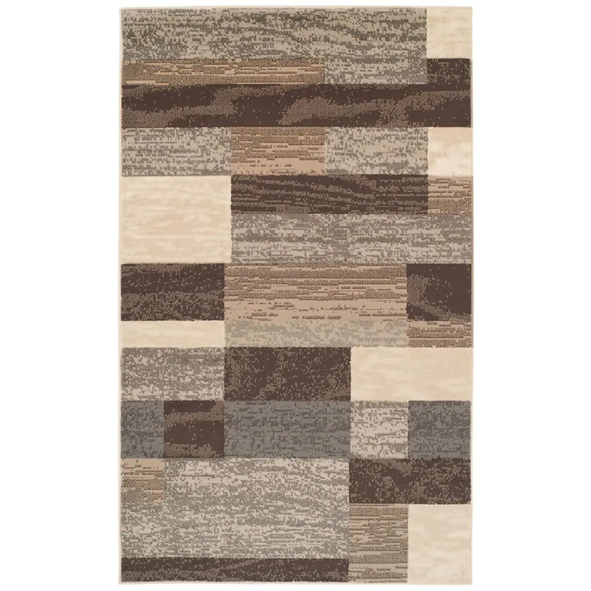 HomeRoots 487085 4x6 ft. Slate Patchwork Power-Loom Rectangle Area Rug, Stainresist, Durable, Low-Toxic, Polymer, Protective, Casual Rug, Modern Geometric Home Decor for Kids Room, Bedroom
