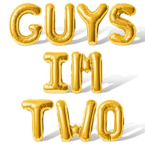 Letter Balloons - GUYS IM TWO 16" Inch Alphabet Letters Foil Mylar Balloon 2nd Birthday Party Banner