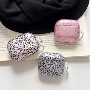 Cute Dumb Leopard Print Earbuds Case, Full Anti-drop Protective Shell Compatible with AirPods 1, AirPods Pro, Pro 2, Pro 3