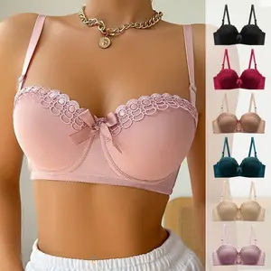 Girls' bra with embroidered butterflies, underwire, non-slip, fashionable, sexy, for women with large busts
