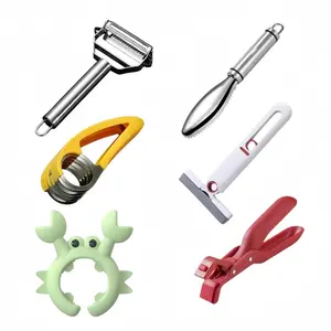 6 in 1 Kitchen Gadgets Set, Stainless Steel Vegetable Slicer, Fish Scaler, Potato Peeler, Mini Mop, Silicone Pot Holder, Essential Cooking Tools