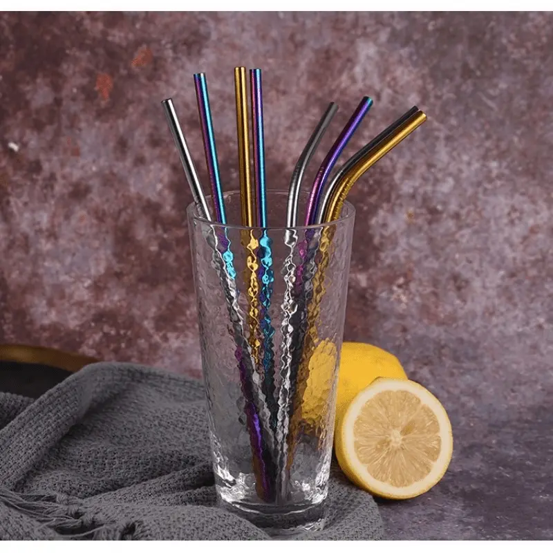 Reusable Metal Drinking Straws  Stainless Steel Sturdy Bent Straight Drinks Straw Metal Straw Reusable Straws