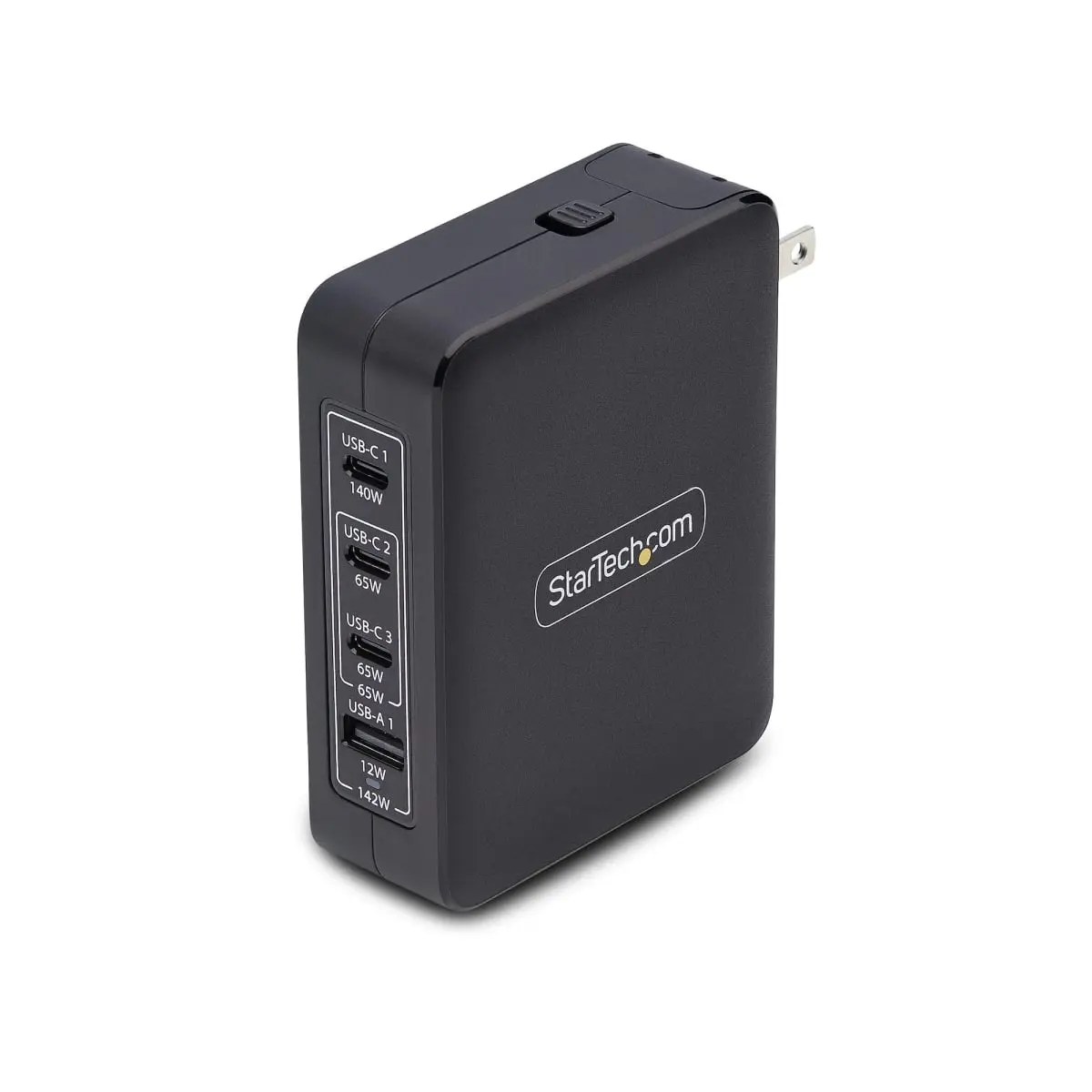 Startech 3114GCN-WALL-CHARGER Portable GaN 140W USB-C Charging Adapter, Black Travel-Friendly Charger with Cooling Design, FCC/ICES EMC Certified, TUV Safety Listed for Smartphones, Tablets