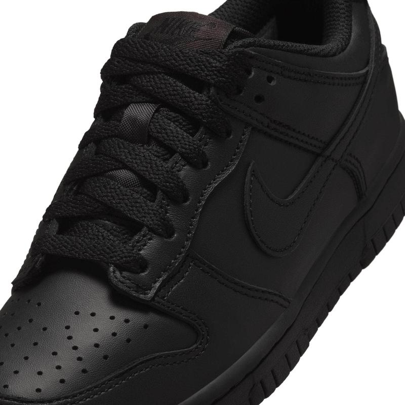 Nike Dunk Low "Triple Black" - FB9109-009 Classic Black Leather Sneakers with Ankle Padding & Full-Length Rubber Outsole for All Seasons