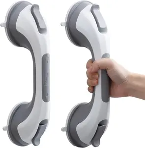 Shower Grab Bar, 2 Pack 12 Inch Suction Grab Bars for Bathtubs and Showers for Elderly, Shower Handle for Seniors Bathroom Safety Grip, No Drilling Removable,Grey,G9