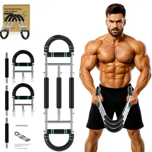 Twister Arm Trainer, Adjustable Stainless Steel Spring Resistance Strength Training Machine for Men, Home Gym Arm Workout Machine, Multi-Functional Exercise Equipment with Hand Grip Strengthener
