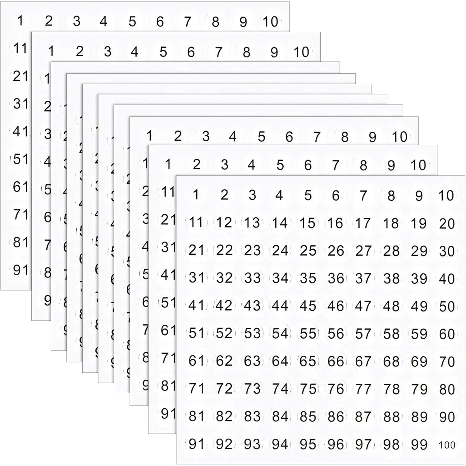 25 Sheets 1 to 100 Vinyl Consecutive Number Stickers 0.4 Inch Small Self-Adhesive Number Labels Waterproof Inventory Stickers Decal for Indoor, Outdoor, Storage, Classification, Box and Locker (White)