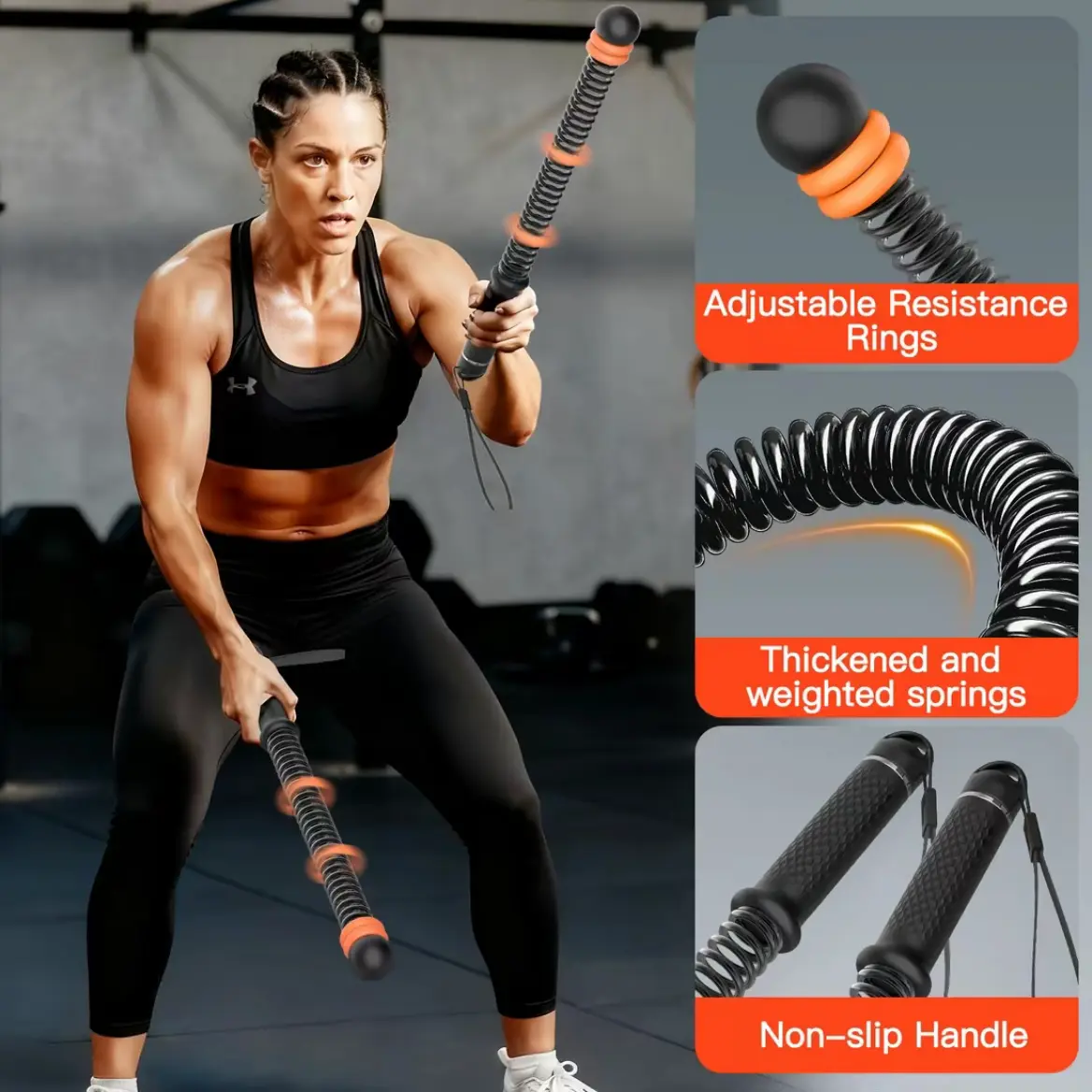 2026 Cordless Battle Ropes for Home Gym,quiet ropeless,festival gift,Cordless Training Rope Fitness Equipment forMen & Women, Weighted Workout Ropes forHIIT, No-Jump Full-Body Exercise, Ideal forFitness Enthusiasts Workout Equipment