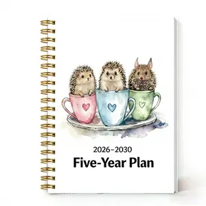 2026-2030 Calendar - A 5-year calendar from January 2026 to December 2030, featuring a hedgehog-themed cover design, annual calendar plan, monthly labels, a 60-month calendar, 5.5 inches x 8.3 inches