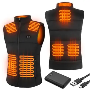 Heated Vest for Men Women, 8 Heating Zones, 3 Temperature Controls, USB/DC Rechargeable, Waterproof, Down Cotton Filling, Hunting Skiing Winter Outdoor Heating Vest with 10,000 mAh Battery - Polyester Clothes