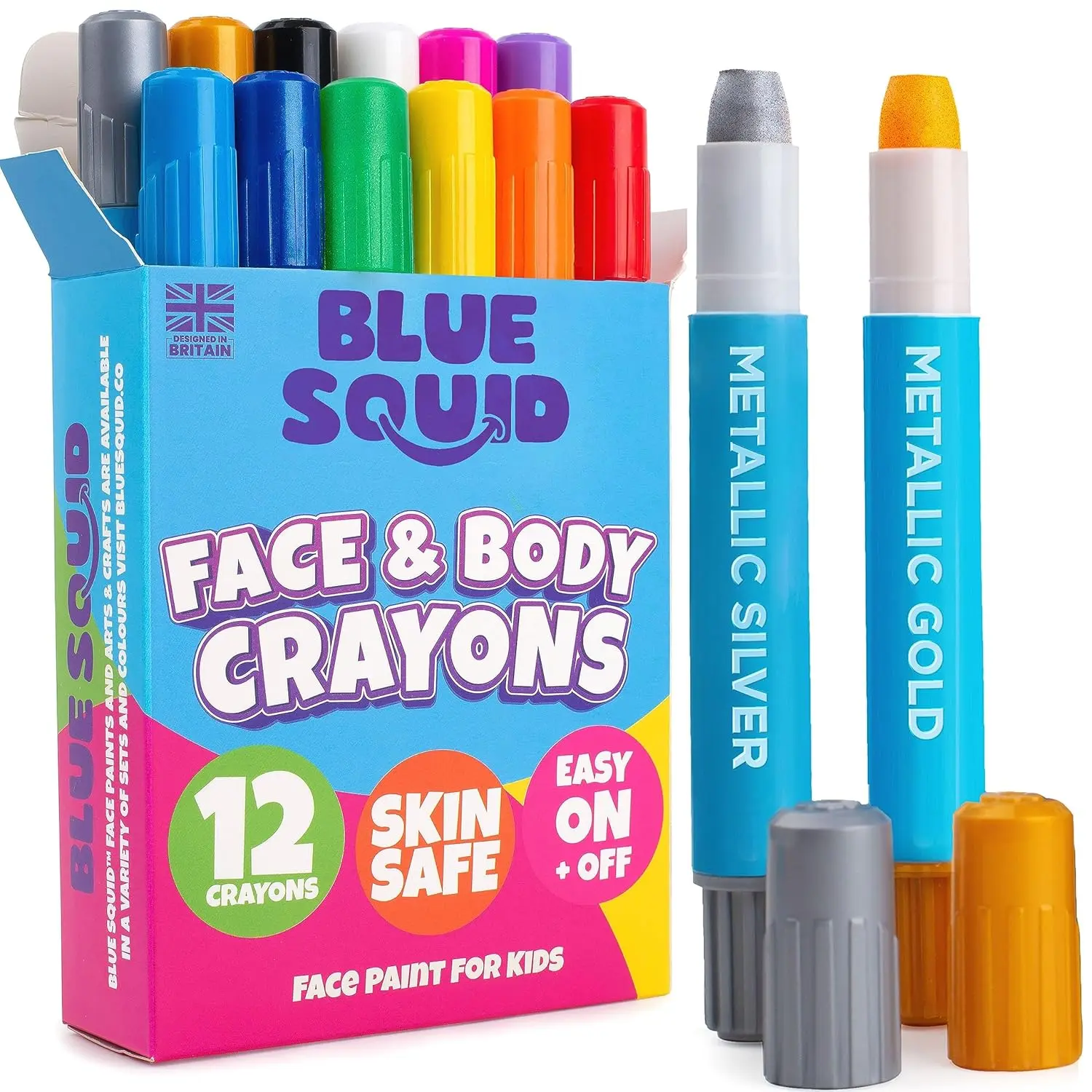 12 Vibrant Colors Twistable & Washable Face Paint Crayons Sticks – Face Painting Kit for Kids’ Parties, Halloween, Belly Painting During Pregnancy, and Body Makeup Paints for Adults