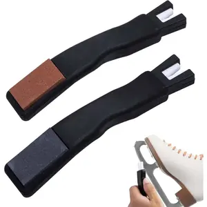 2 Pcs Ceramic Ice Skate Sharpeners-Ice Skate Blade Sharpeners Double Sided with Sharpening Stone-Portable Ice Skate Blade Sharpening Tool for Hockey Skates