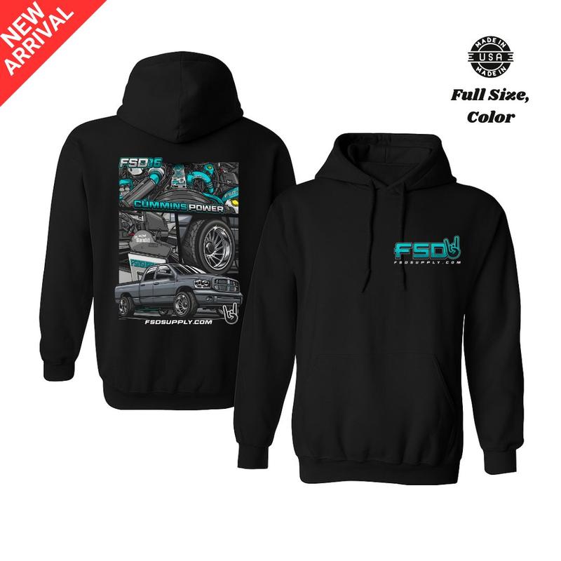 Men's FSD16 Cummins Power Official Hoodie, Top menswear, Bold Diesel Truck Graphic Tee for Offroad & Engine Fans, Casual Streetwear for Truck Lovers