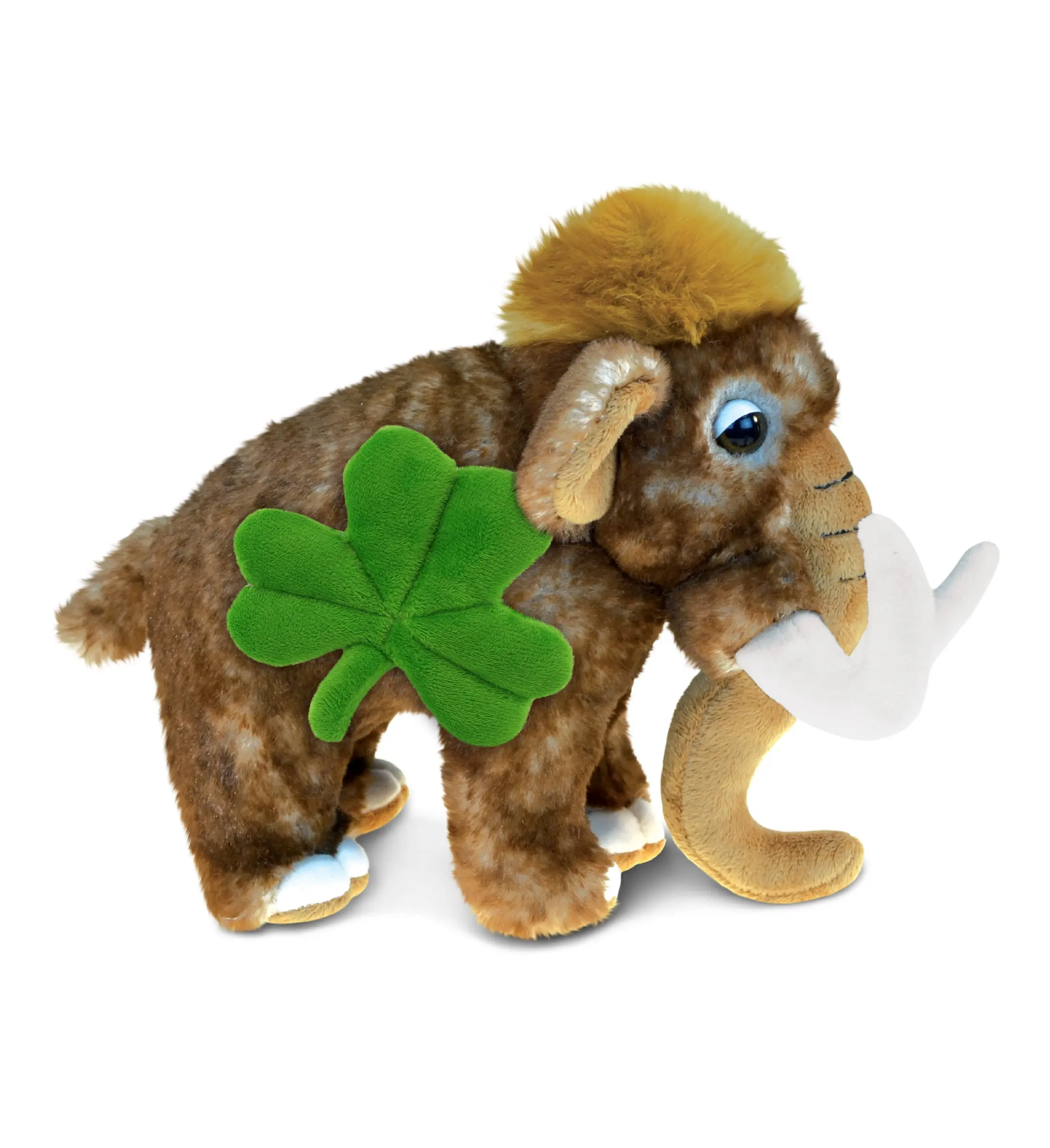 DOLLIBU 9-In Polyester Soft Plush Wild Woolly Mammoth Stuffed Animal - Green Shamrock Accent, Irish Theme Personalized Kids' Gift