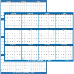 24" x 36" SwiftGlimpse 2027 Wall Calendar Erasable Large Wet & Dry Erase Laminated 12 Month Annual Yearly Wall Planner, Reversible, Horizontal/Vertical, Dark Blue