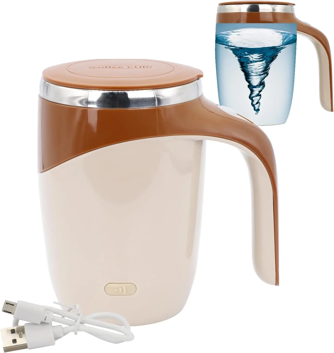 Electric Heated Self Stirring Coffee Mug - Large Capacity Portable Cup with Auto Magnetic Mixing, for Coffee, Milk, Protein Powder & Cocoa - Home, Office & Gym